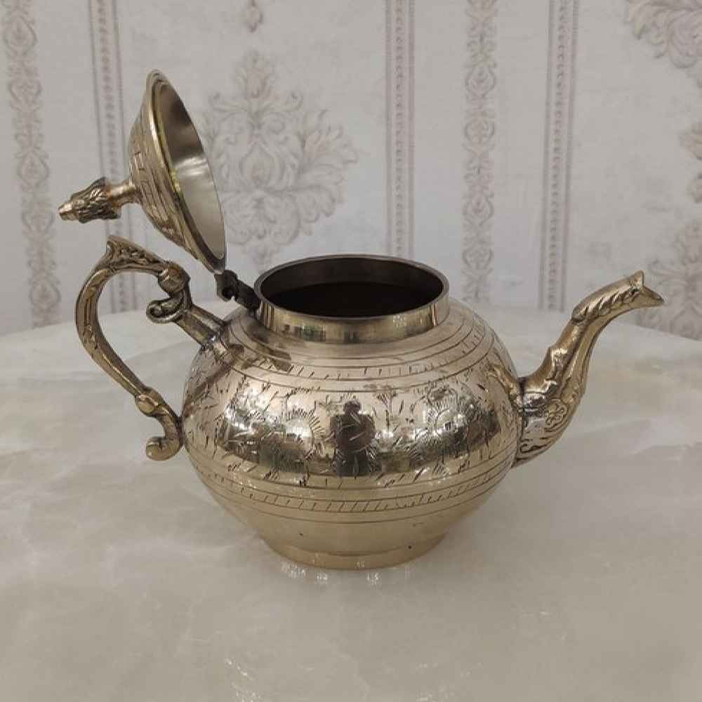إبريق شاي نحاسي محفور يدوياً بتصميم محفور أنيق بهار