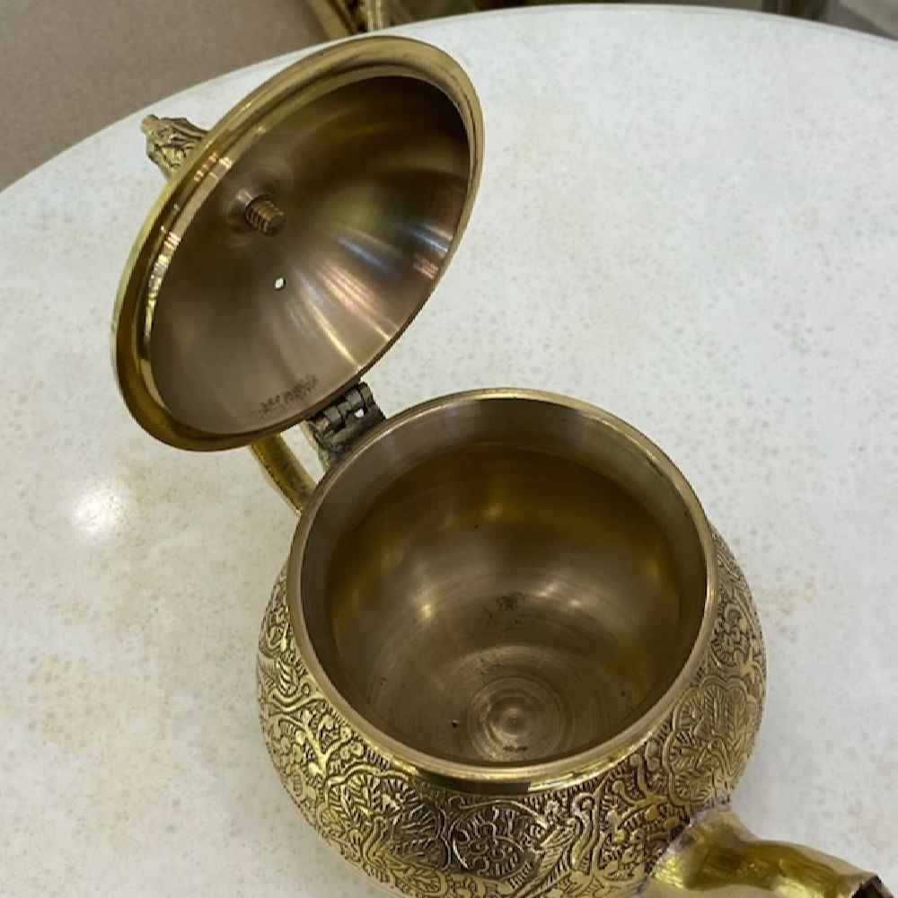 إبريق شاي نحاسي مطروق إيراني مصنوع يدوياً لوكس