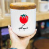 وعاء علب سيراميك لتخزين معجون الطماطم بغطاء خشبي