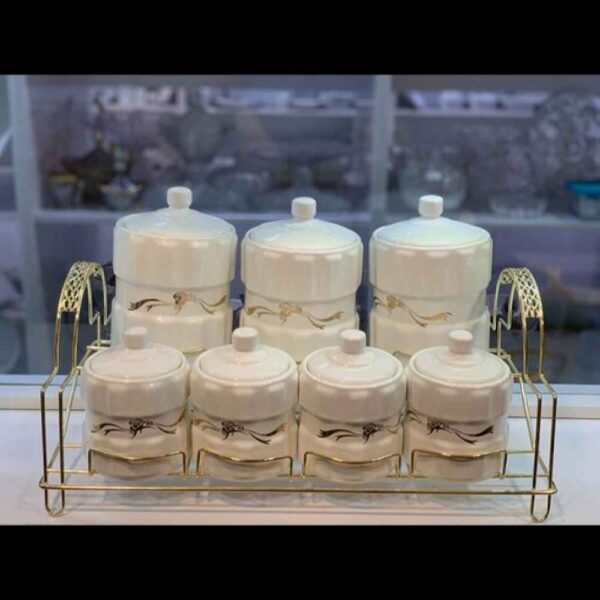 جرة تخزين مطبخ خزفية - تخزين أنيق للقهوة والشاي والمزيد، مزخرف إميليا