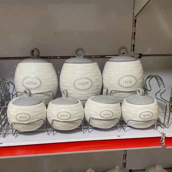 جرة تخزين مطبخ خزفية - تخزين أنيق للقهوة والشاي والمزيد، مزخرف مستانه