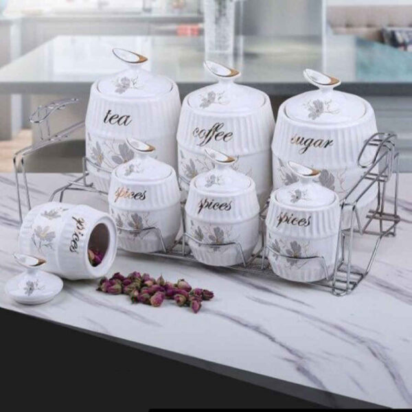 جرة تخزين مطبخ خزفية - تخزين أنيق للقهوة والشاي والمزيد، مزخرف راحياب