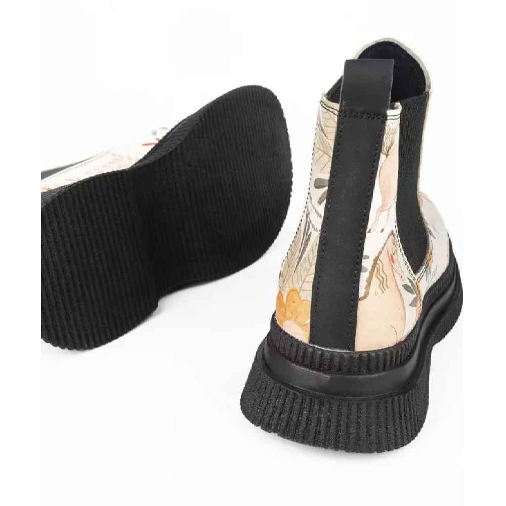 بوتات تشيلسي بطباعة جرافيتي – جلد صناعي بنقشة خيول