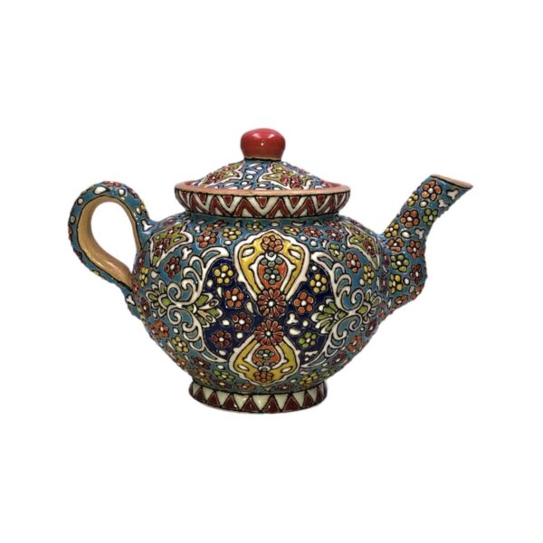 إبريق شاي فخاري زخرفي بتقنية الميناكاري المعقدة