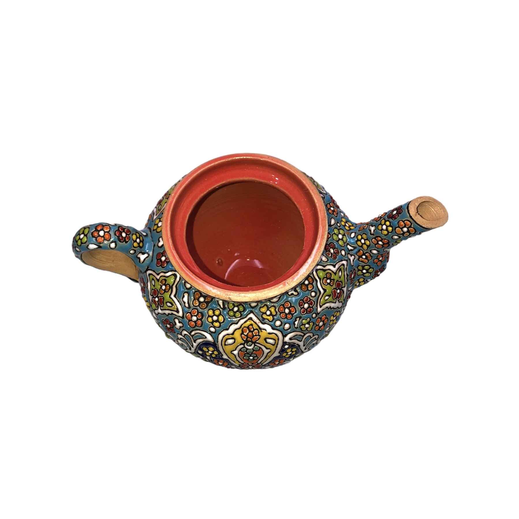 إبريق شاي فخاري زخرفي بتقنية الميناكاري المعقدة