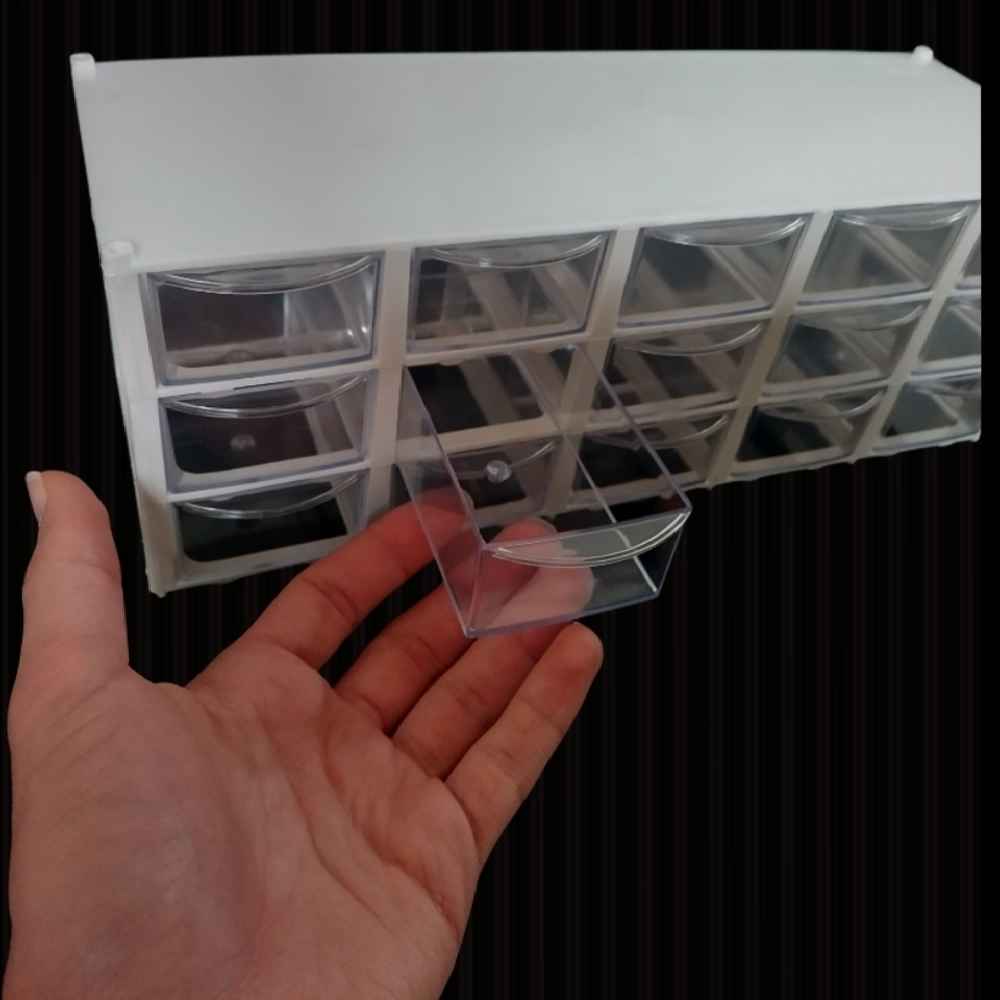 صندوق تخزين بأدراج بلاستيك مع 15 خزانة و3 صفوف