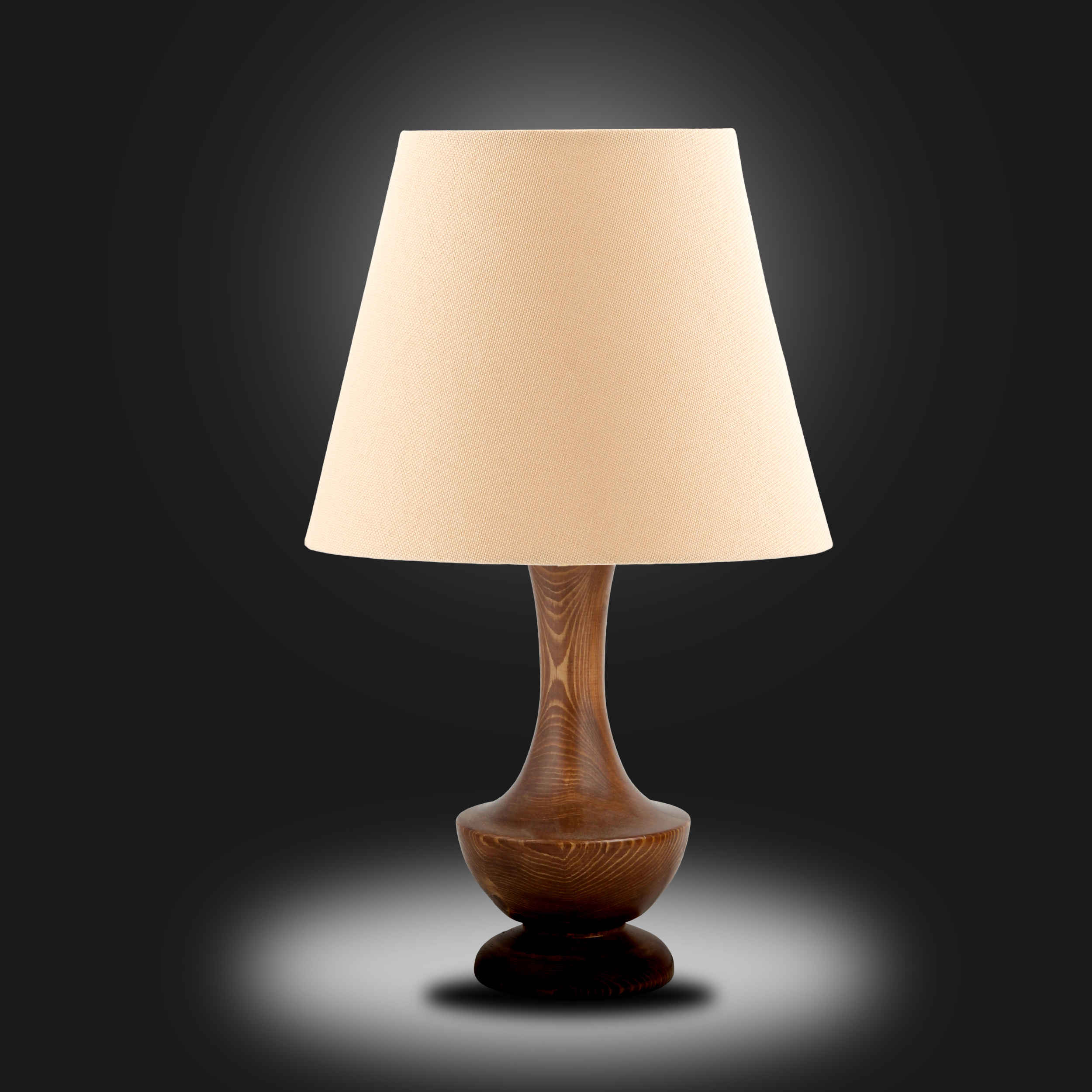مصباح طاولة خشبي بلمسة فنية، مصنوع يدويًا، بظل قماشي، راحة