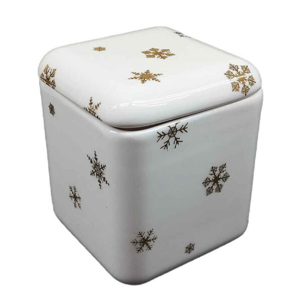 وعاء سكر سيراميك مع غطاء - نمط فني الثلج