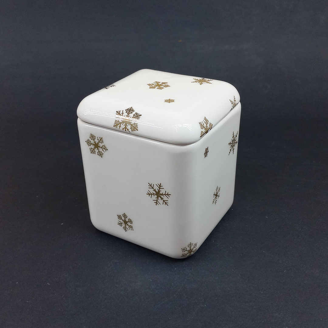 وعاء سكر سيراميك مع غطاء – نمط فني الثلج