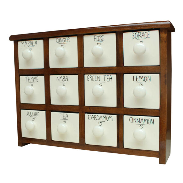 الصندوق اليدوي المصنوع من 12 درج سيراميكي مع صندوق خشبي