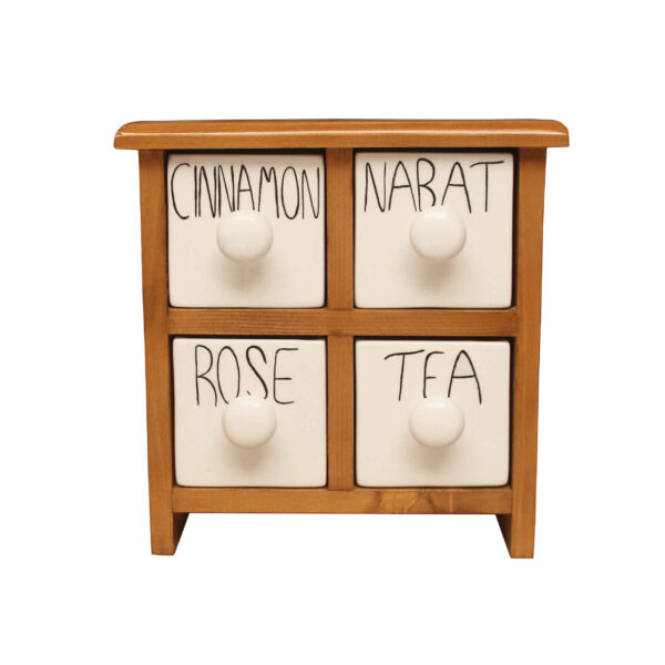 الصندوق اليدوي المصنوع من 4 أدراج سيراميكية مع صندوق خشبي