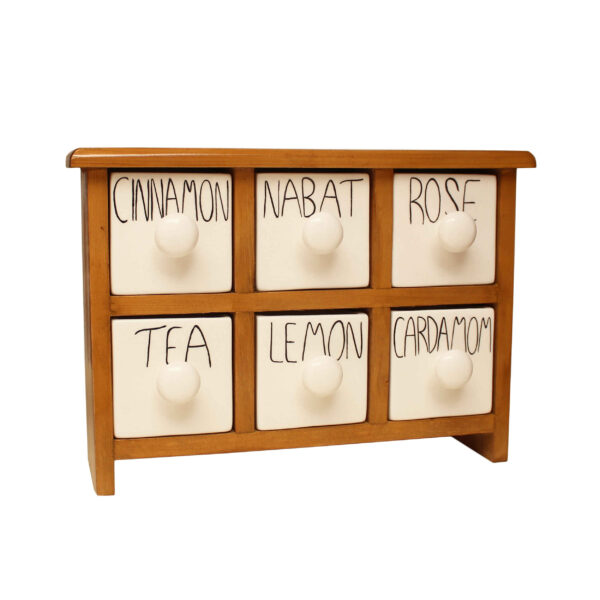 الصندوق اليدوي المصنوع من 6 أدراج سيراميكية مع صندوق خشبي