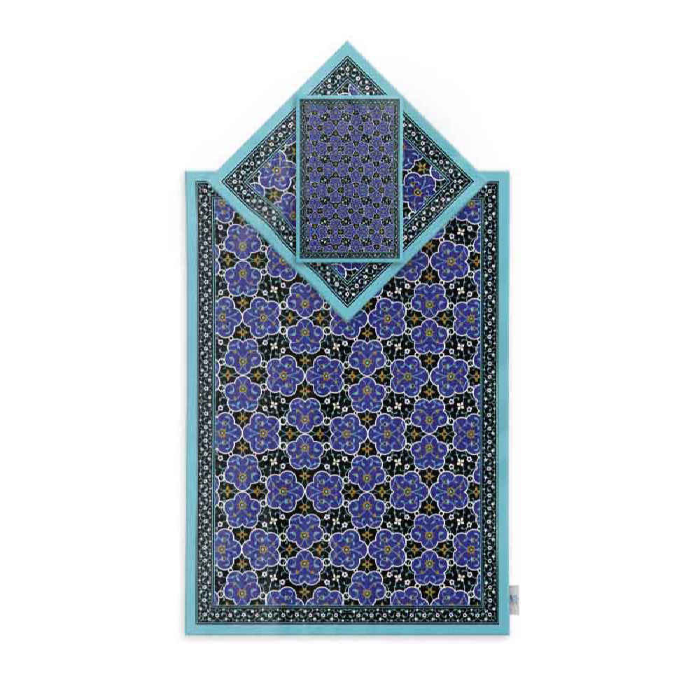 سجادة الصلاة الإسلامية المخملية الساجدة بنمط البلاط الإيراني