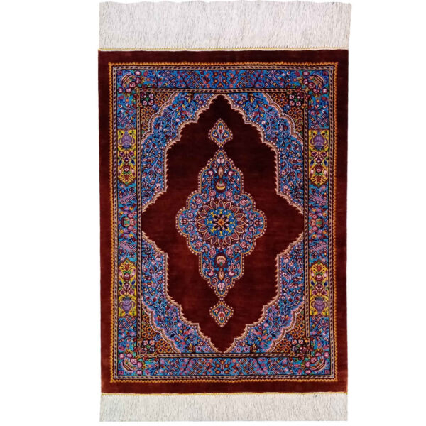 سجادة صلاة إيرانية حرير أصيلة، منسوجة يدويًا وفاخرة - سجاد