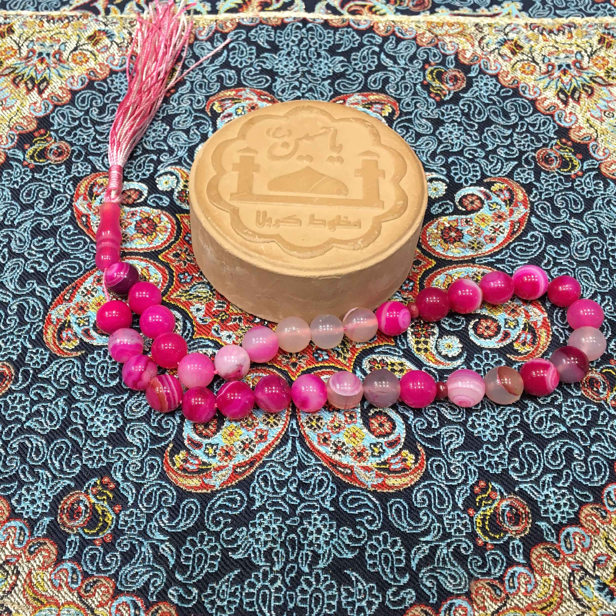 مسبحة إسلامية من العقيق مصنوعة من 33 حبة تسبيح حمراء