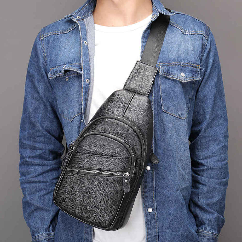 حقيبة كتف سحابية جلدية للرجال والنساء موديل فاطمة