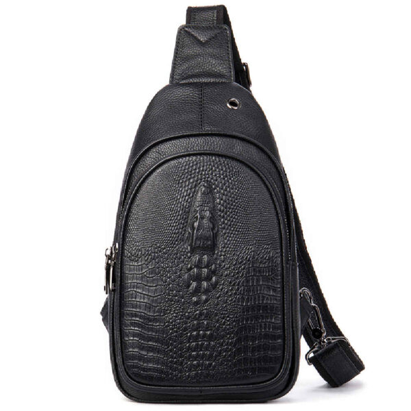 حقيبة كتف سحابية جلدية مع بطانة من قطن البوليستر