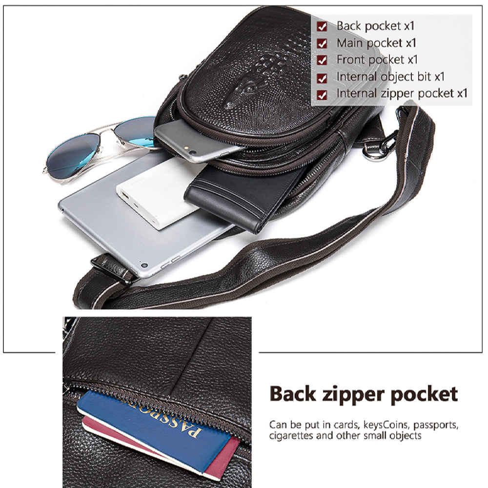 حقيبة كتف سحابية جلدية مع بطانة من قطن البوليستر