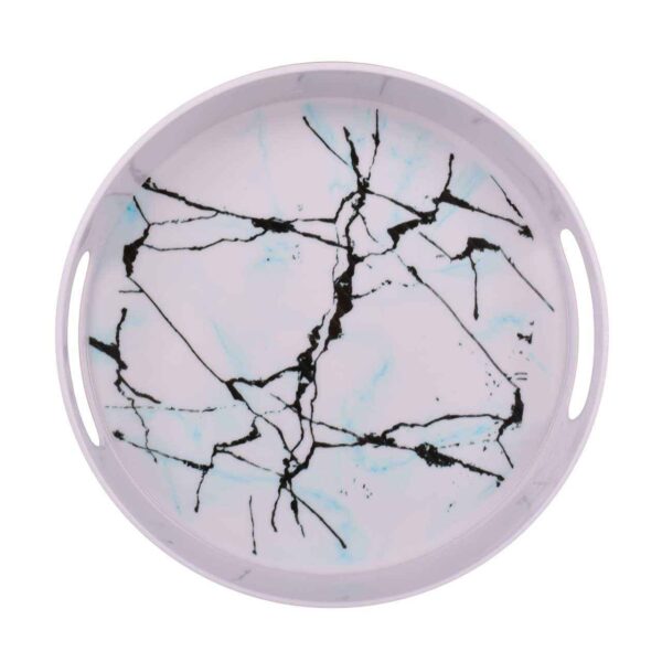 صينية ميلامين شكل دائري لتقديم المشروبات موديل رخام