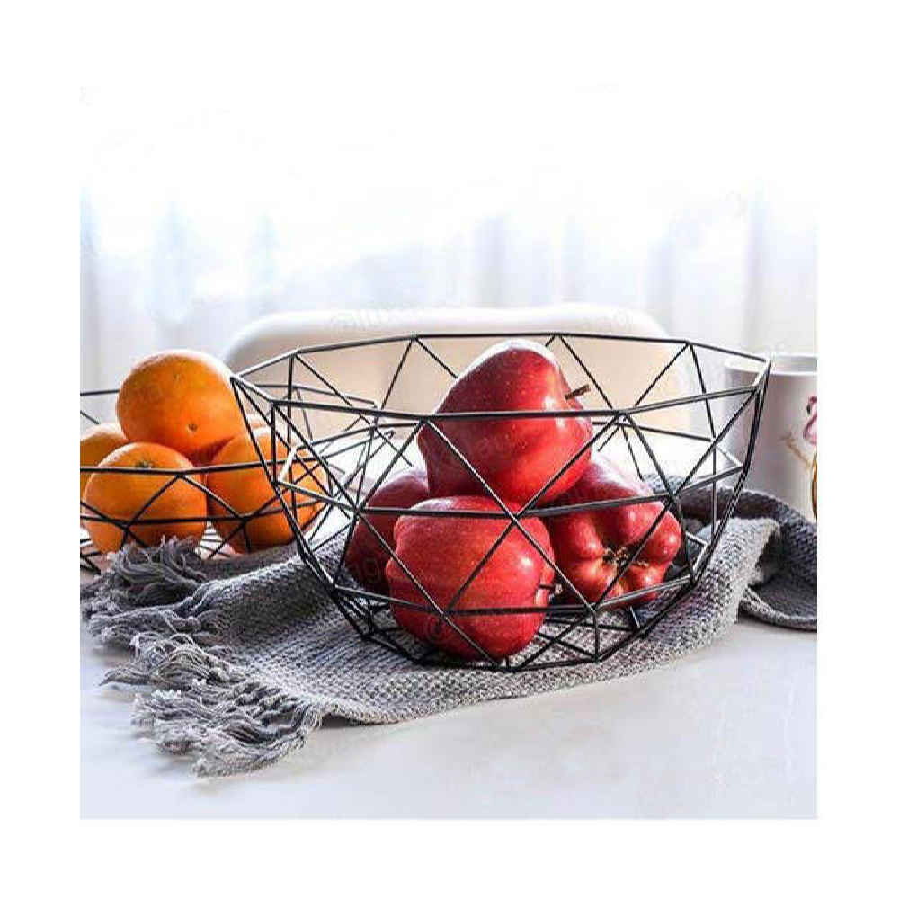 سلة فاكهة سلكية معدنية بشكل متعدد الأضلاع نموذج الماس