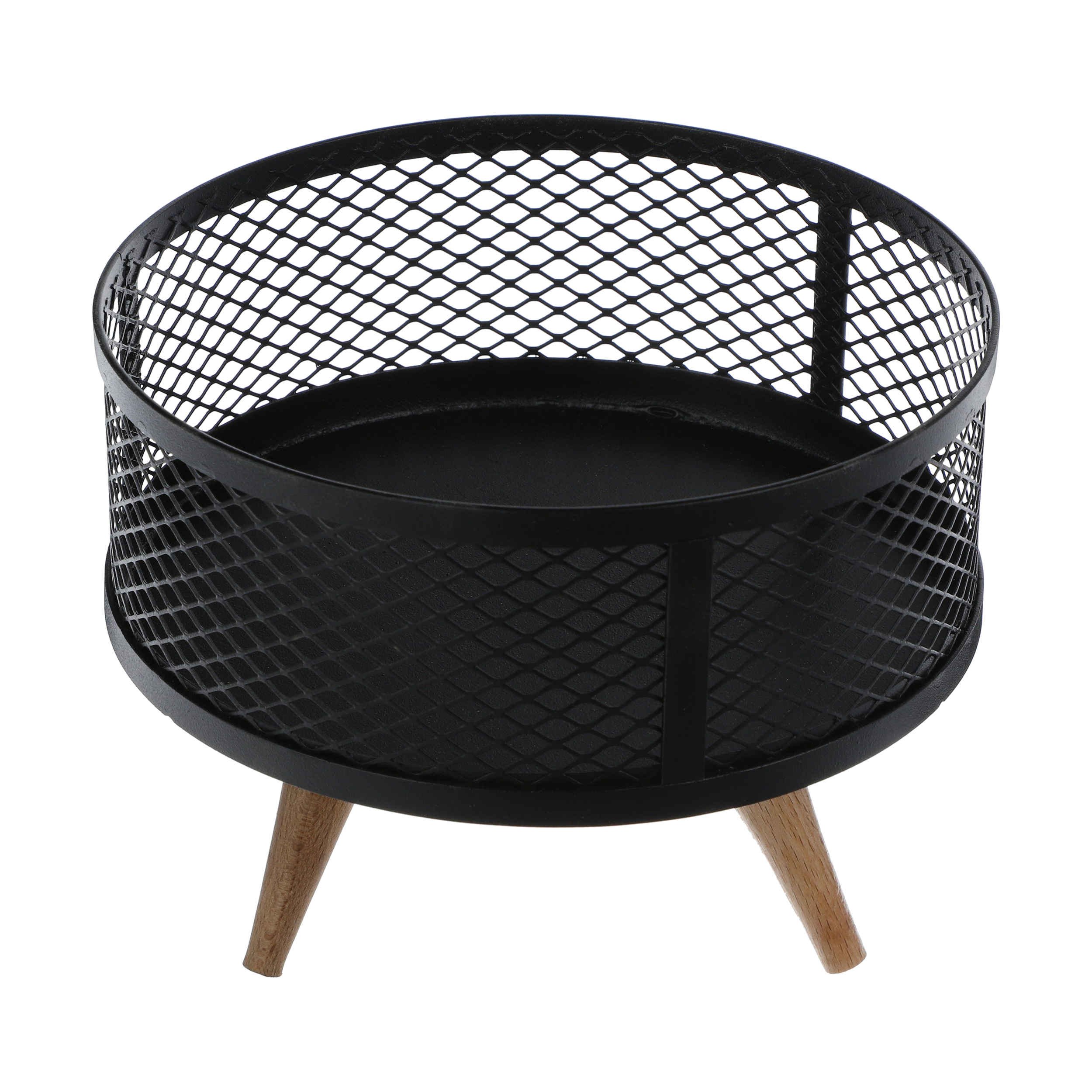 سلة فاكهة سلكية معدنية بقاعدة خشبية نموذج ديانا