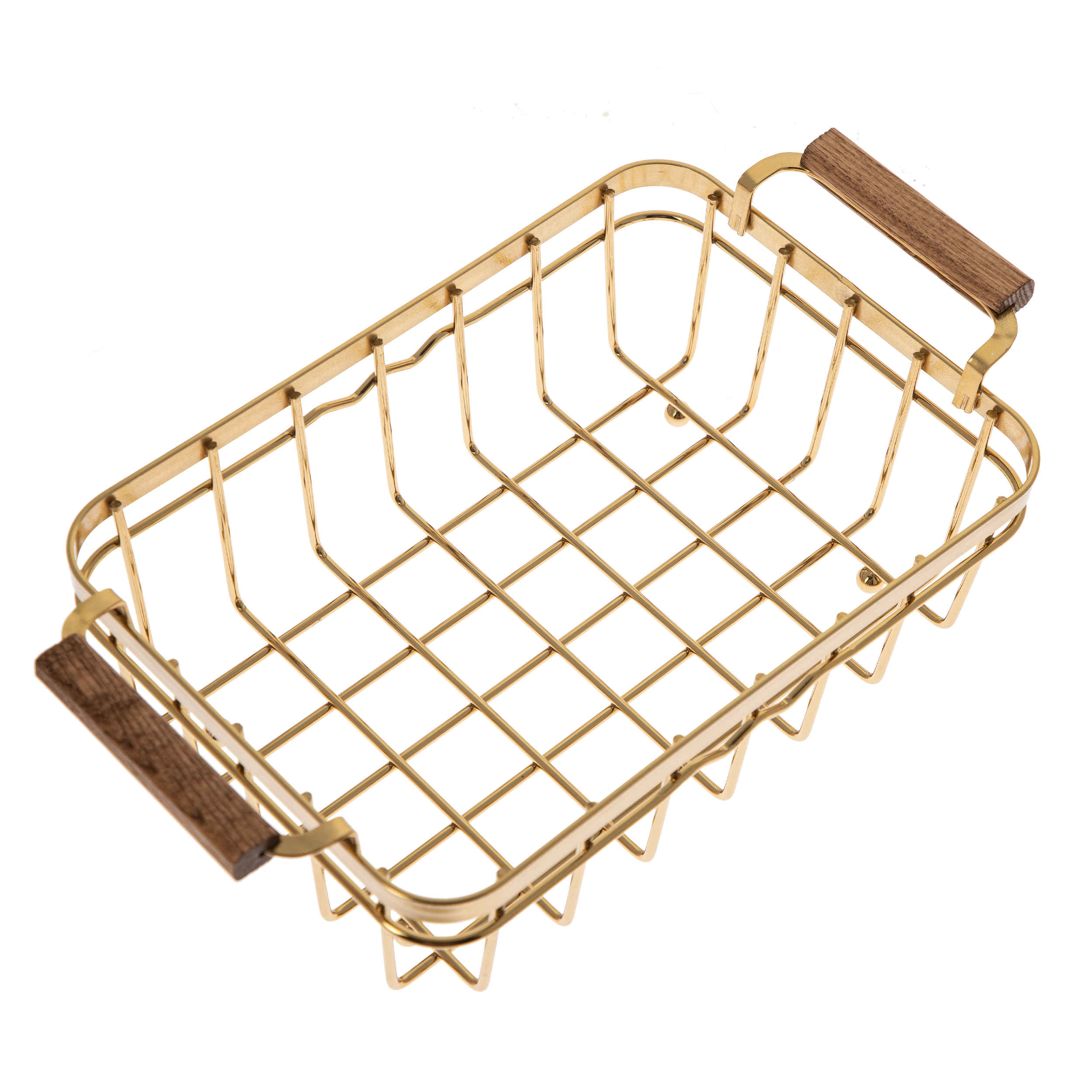 سلة فاكهة سلكية معدنية بقاعدة خشبية نموذج لوكس