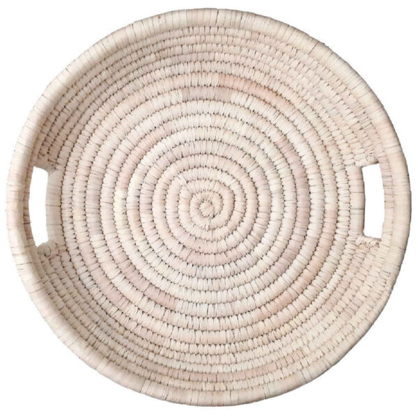 سلة تخزين أوراق النخيل المنسوجة يدويًا بمقبض مدمج