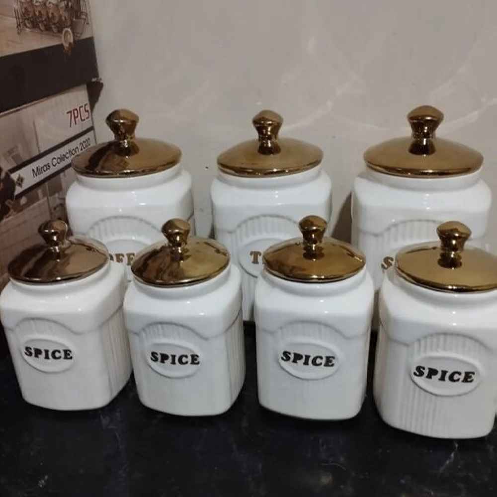 وعاء علب سيراميك مزخرف بالبارز للمطبخ نموذج مانا