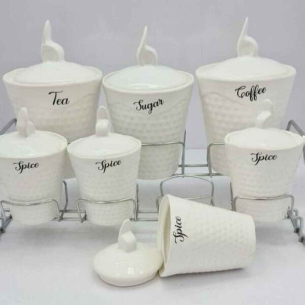 جرة تخزين مطبخ بورسلين - تخزين أنيق للقهوة والشاي والمزيد، مزخرف يونا