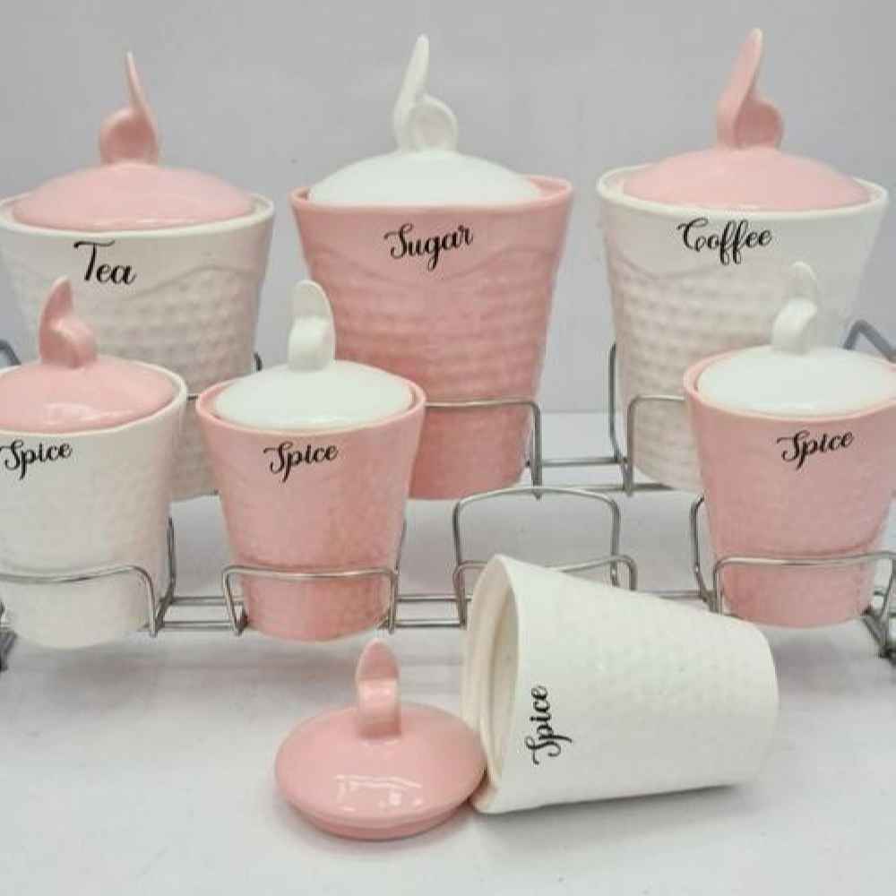 جرة تخزين مطبخ بورسلين – تخزين أنيق للقهوة والشاي والمزيد، مزخرف يونا