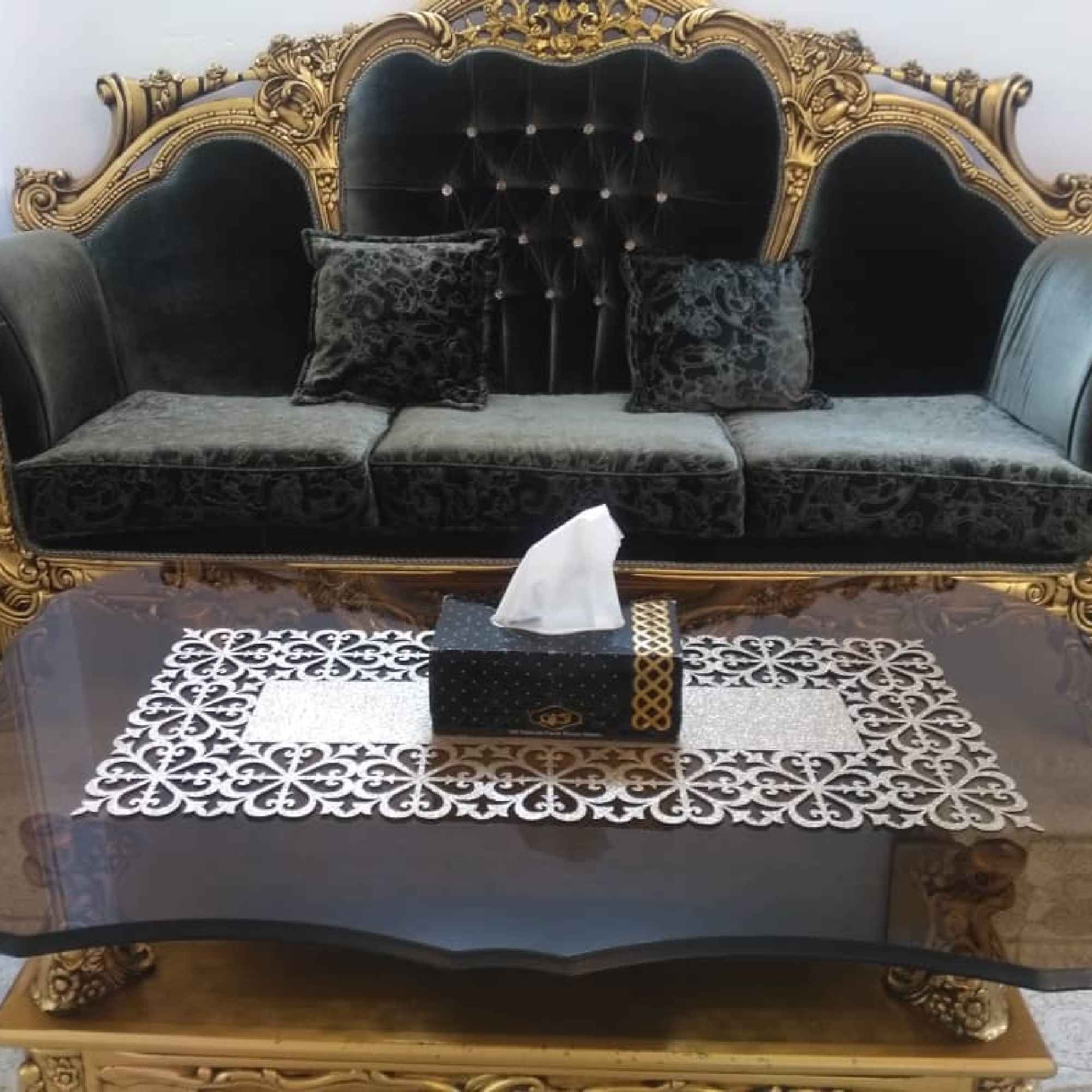 عداء طاولة بأناقة جلد صناعي لامع مستطيل شيك