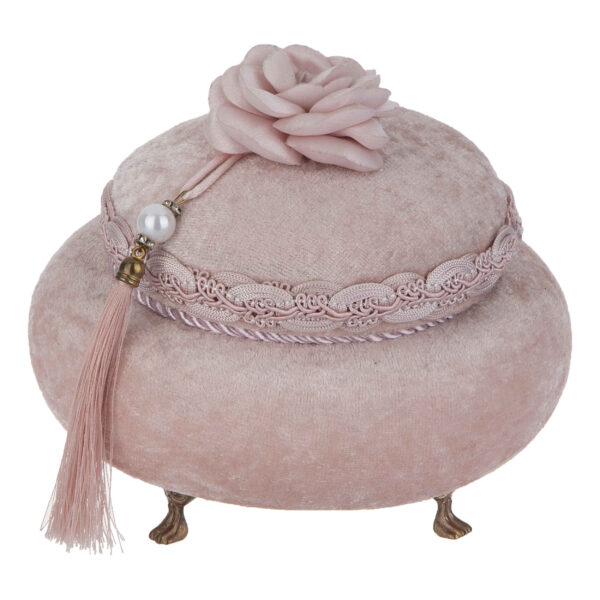 صندوق مجوهرات من المخمل بنموذج مقبض مزخرف بالزهور