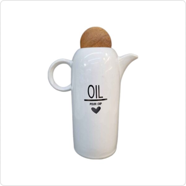 زجاجة توزيع زيت سيراميكية بيضاء مع غطاء لديكور مطبخ فريد