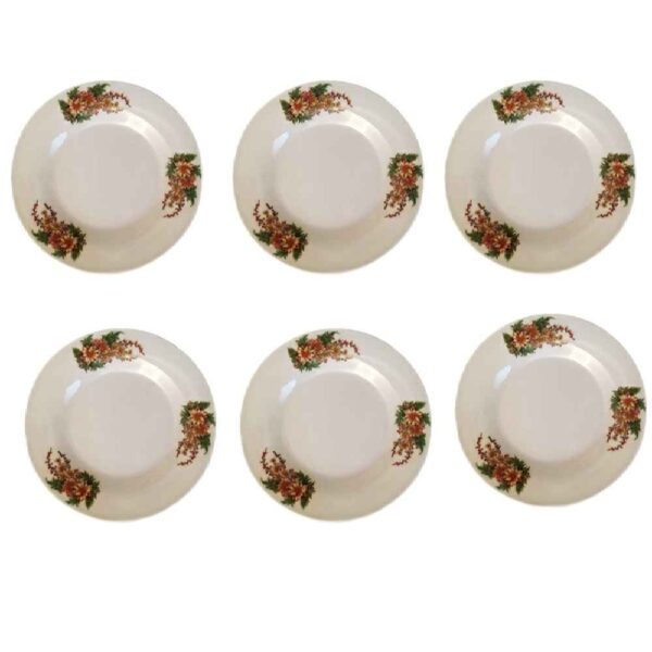 مجموعة أطباق ميلامين بيضاء، متينة للاستخدام اليومي لتقديم العشاء، عبوة تحتوي على 6 أطباق