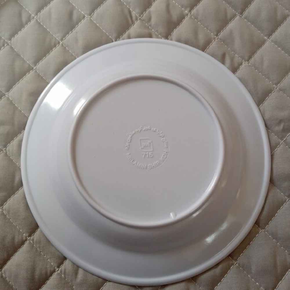 مجموعة أطباق ميلامين بيضاء، آمنة للميكروويف بتصميم الزهور