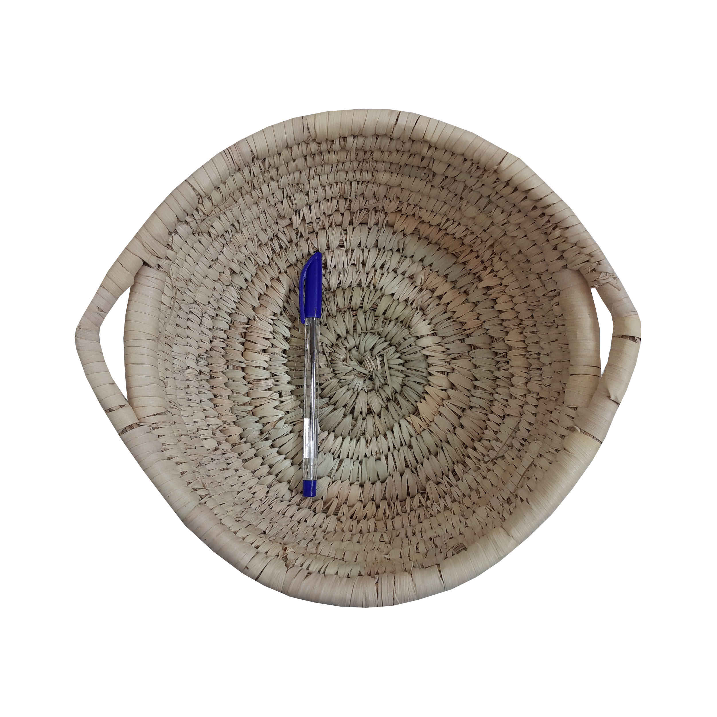 سلة تخزين أوراق النخيل المنسوجة يدويًا بمقبض