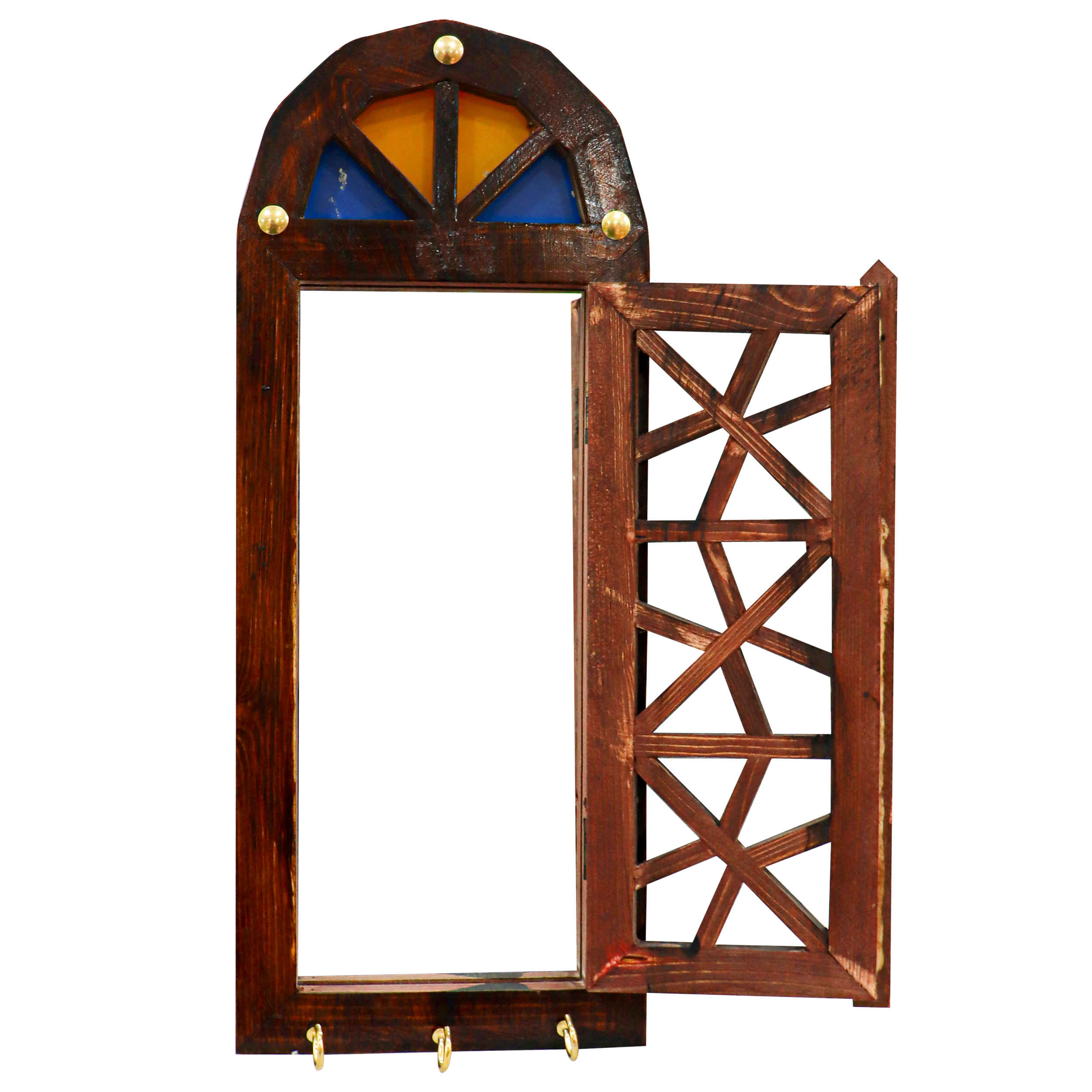 حامل مفاتيح حائط خشبي تصميم باب عتيق