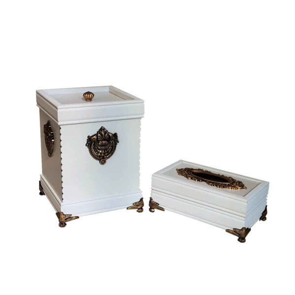 مجموعة سلة مهملات وصندوق مناديل خشبي – راستا