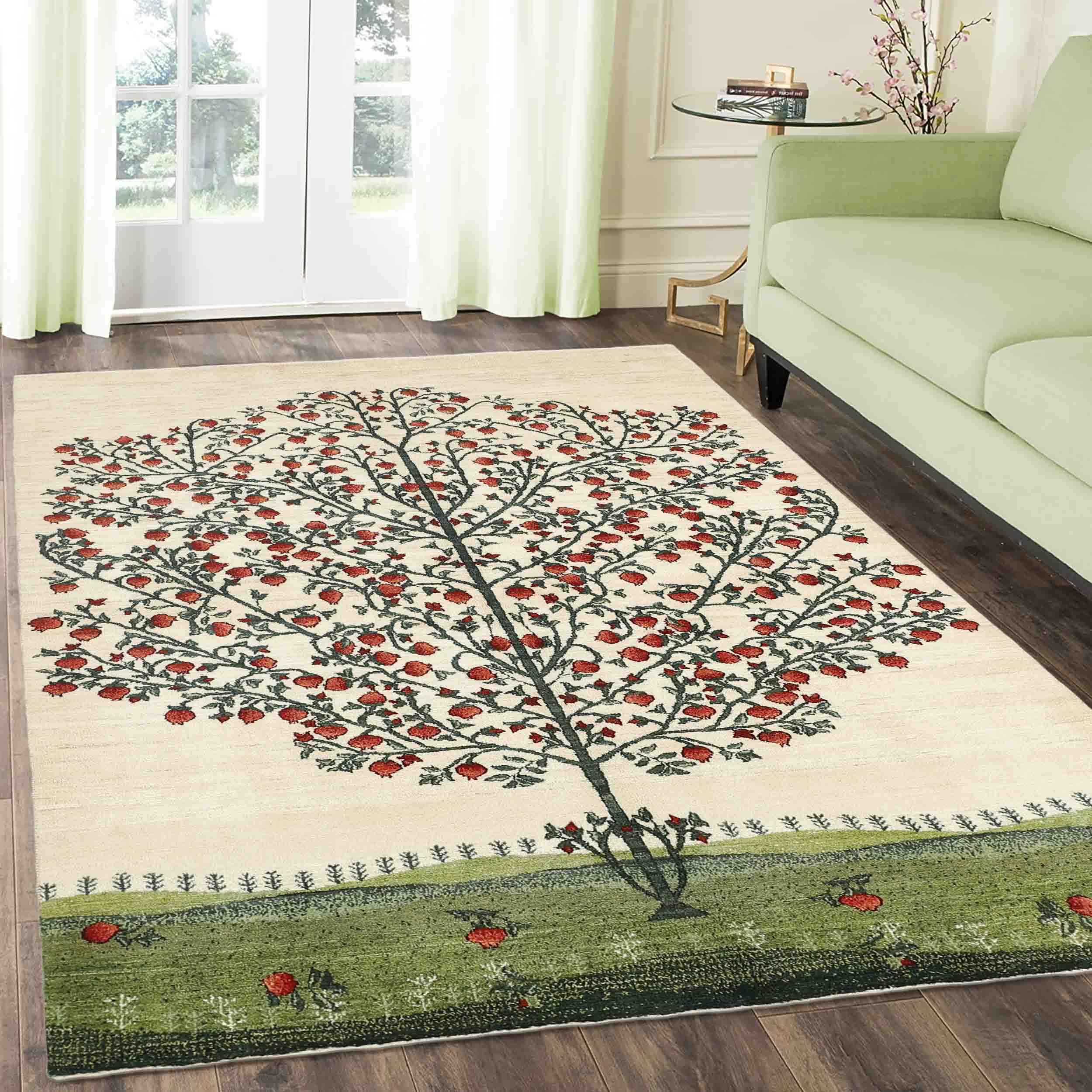 سجاد جابيه إيراني من الصوف محبوك يدويًا في شيراز شجرة