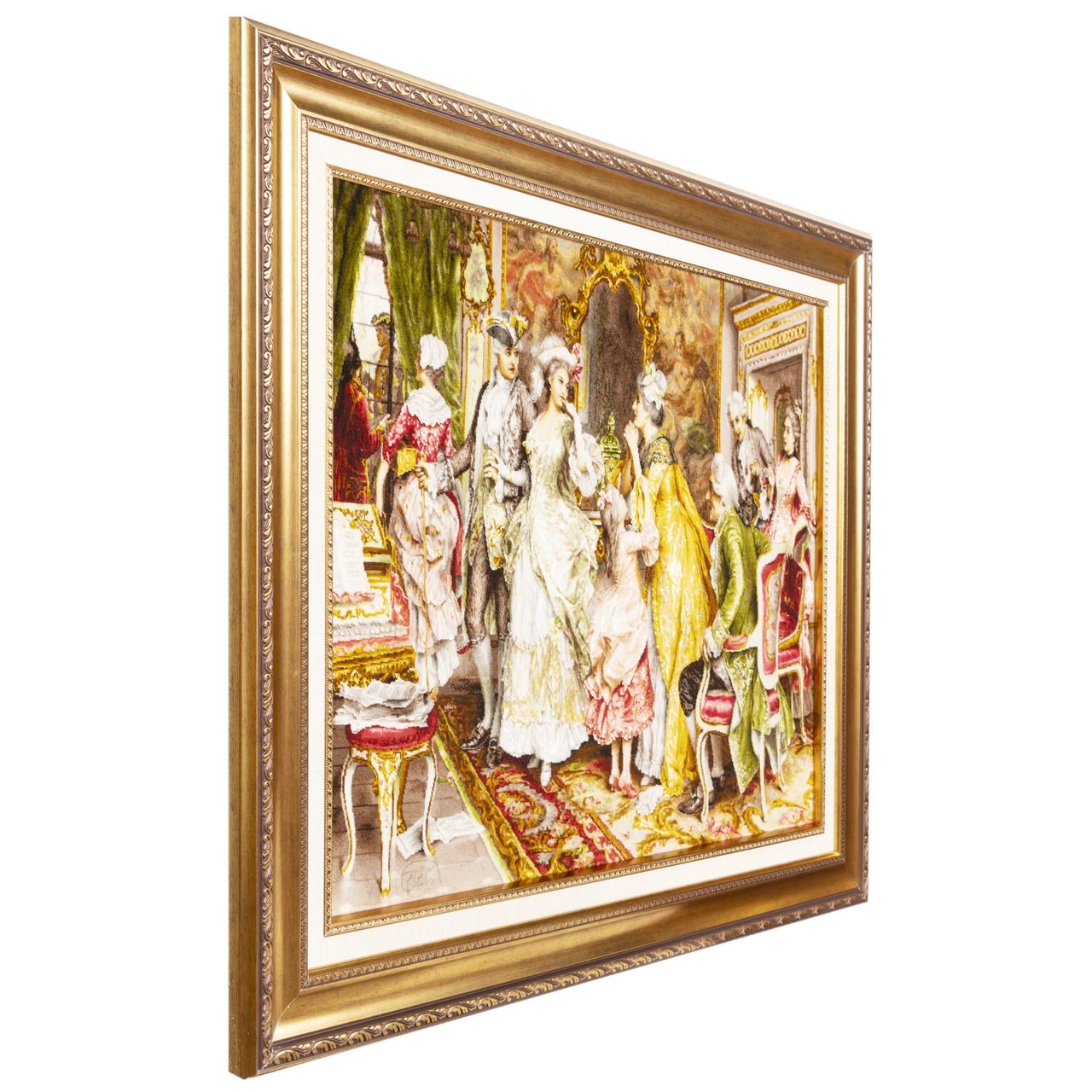 سجادة إيرانية تصويرية محبوكة يدويًا من تبريز تصور “الانتظار” لأرتورو ريتشي