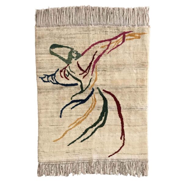 سجاد جابيه إيراني من الصوف محبوك يدويًا في فارس الدراويش الدوارة