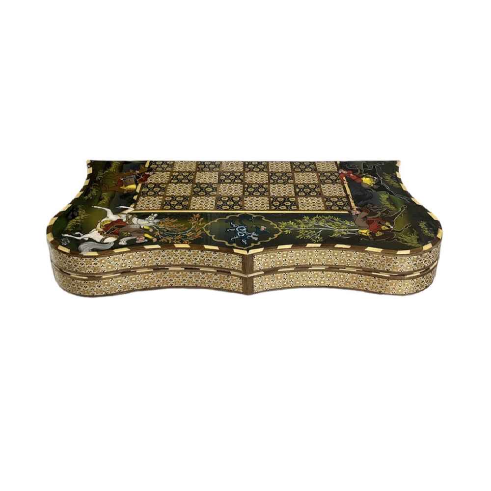 لوحة لعبة الطاولة مصنوعة يدويًا بمهارة باستخدام تقنية الخاتم كاري الرفيعة