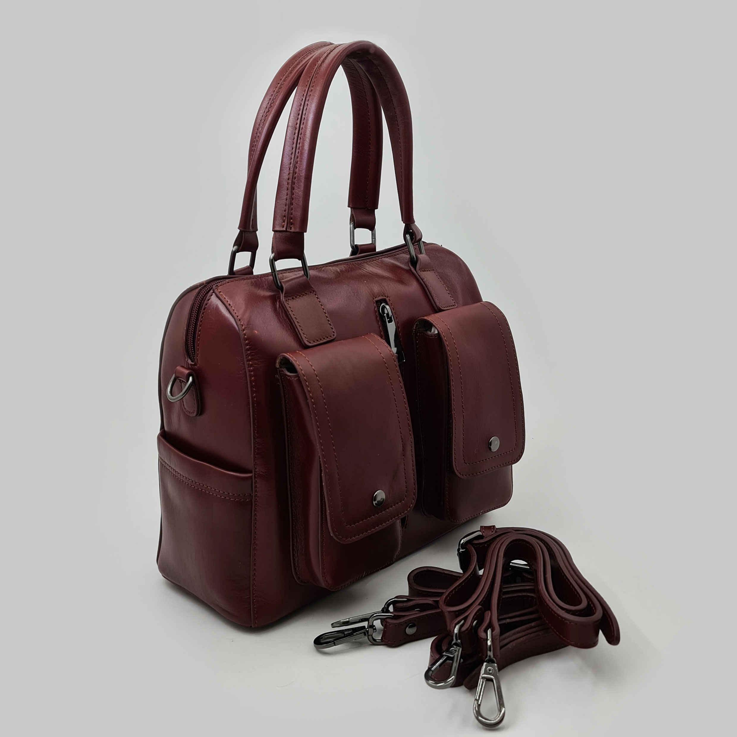 حقيبة بوليتو جلدية بتصميم جيبين للنساء