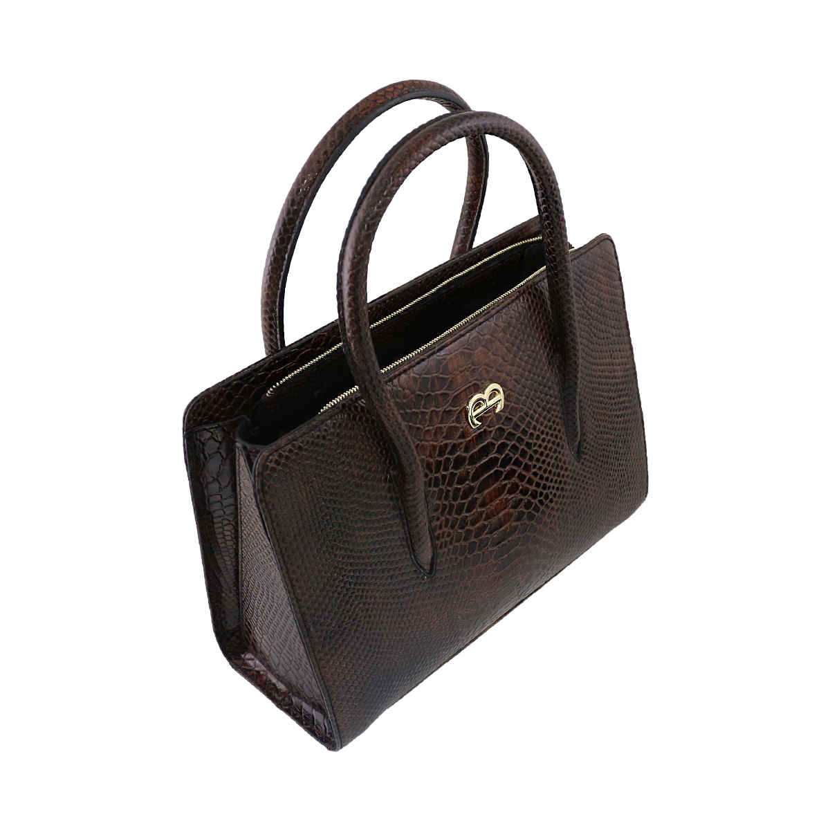 حقيبة بوليتو جلدية بنمط جلد الثعبان وسعة كبيرة