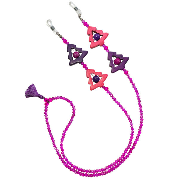 سلسلة نظارات بالخرز – خرز كريستال وردي