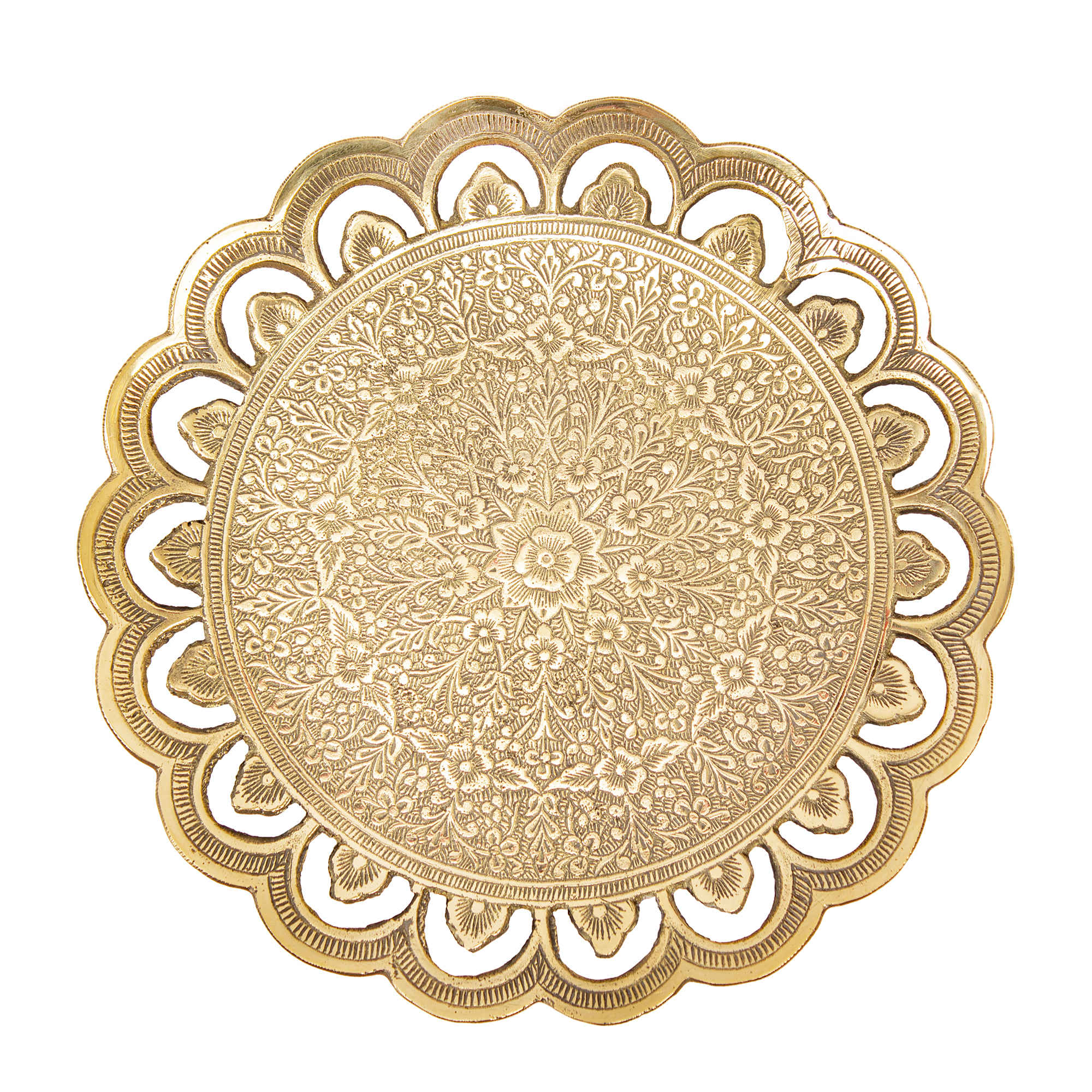 حامل تقديم من النحاس بنقش تقليدي مع قاعدة