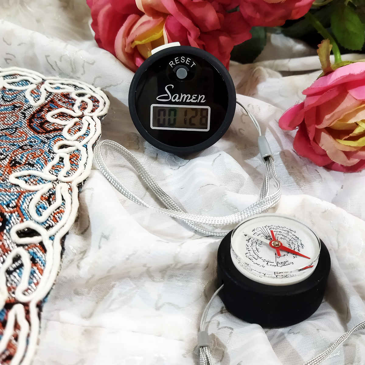 عداد حبات تسبيح رقمي مع محدد قبلة (2x)