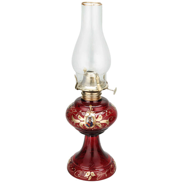 مصباح كيروسين زجاجي باللون الأحمر بتصميم شاه عباسي إيراني