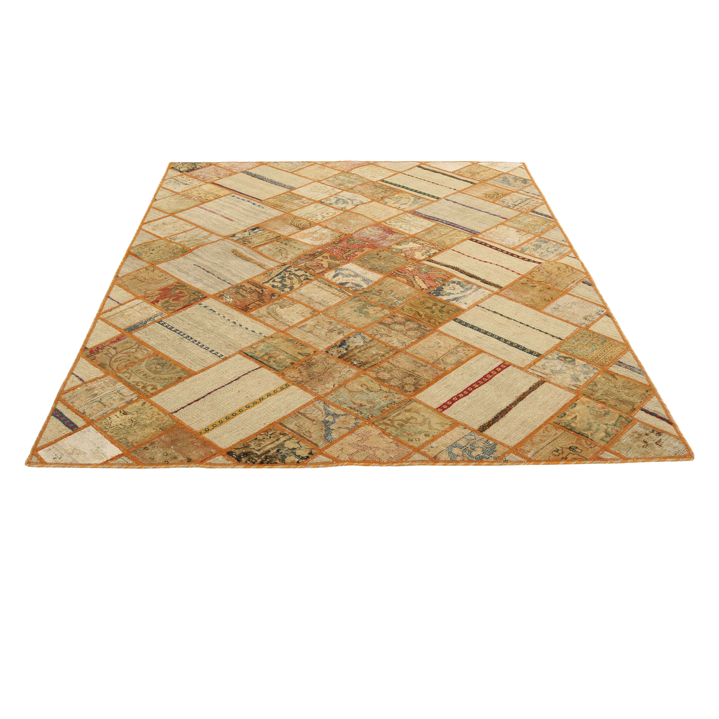 سجادة مرقعة إيرانية قديمة محبوكة يدويًا بنمط ليلى