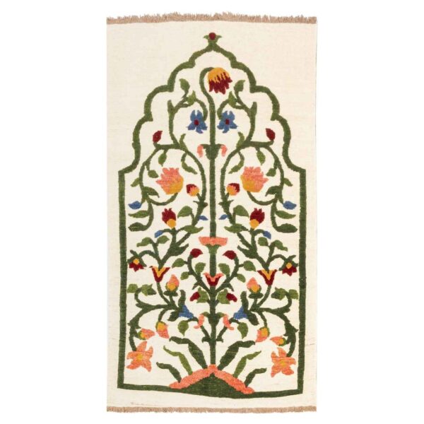 سجاد كليم إيراني أصيل من الصوف، مصنوع يدوياً في كرمان بتصميم الزهور